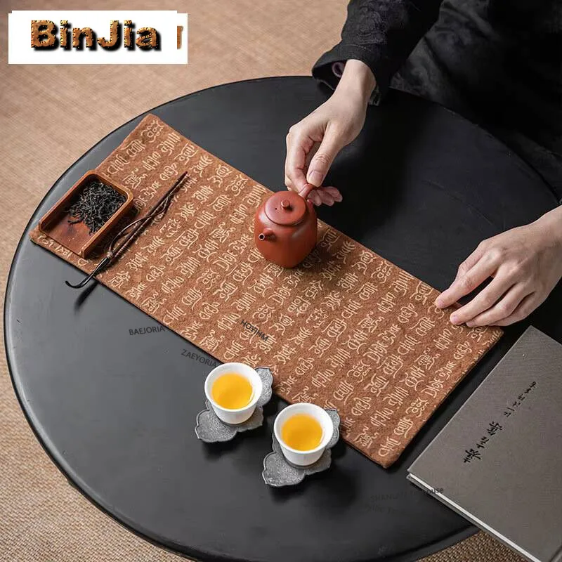 Handmade Waterproof Tea Mat Zen Home Tea Table Flag Canvas Chinese Tea Professional Flag Zen Tea Table Towel Cloth Tea Services view 3