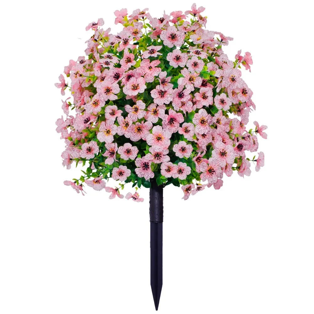 

Eucalyptus Flower Artificial Fake Violet Flower Yard Art Ground Stake Simulation Violet Flower Bouquet DIY Plastic