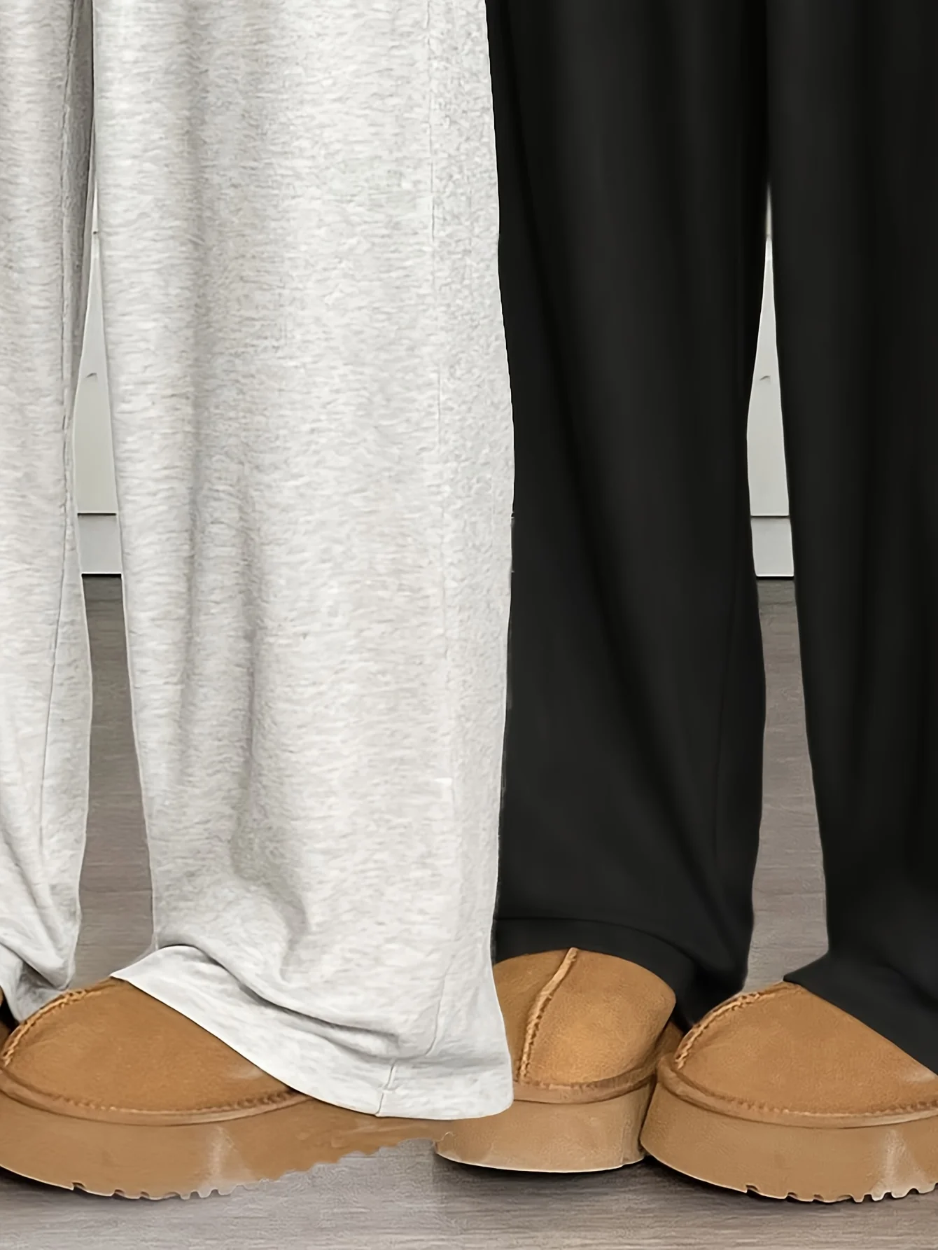 Casual damesbroek met wijde pijpen en elastische taille, verstelbaar trekkoord, losvallende broek voor het hele seizoen