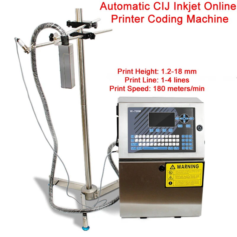 Automatic CIJ Inkjet Printer Online Printer Coding machine for Batch code Number date Plastic Pipe Bottle Bag PVC Egg Cable