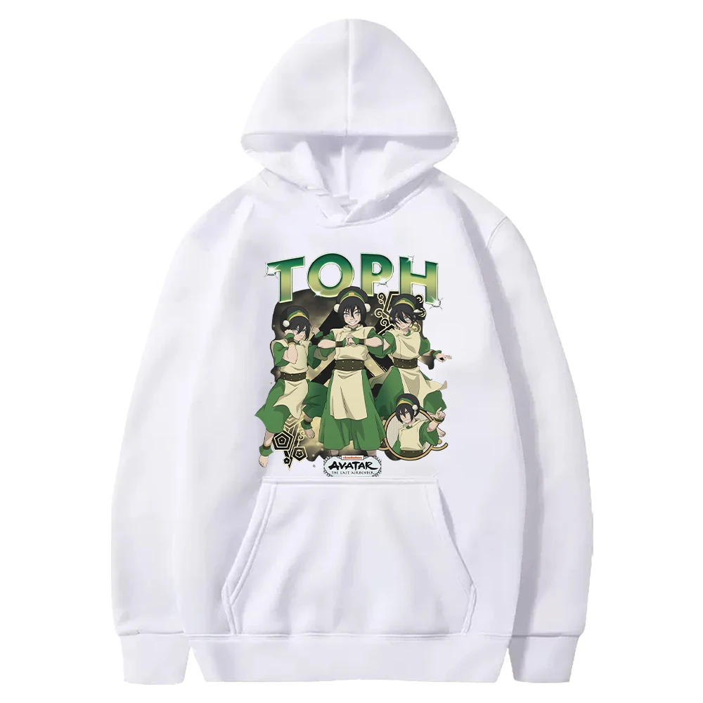 Avatar The Last Airbender Toph Beifong Vintage Anime Print Unisex Harajuku Streetwear Oversized Casual Daily Pullover Hoodie Top