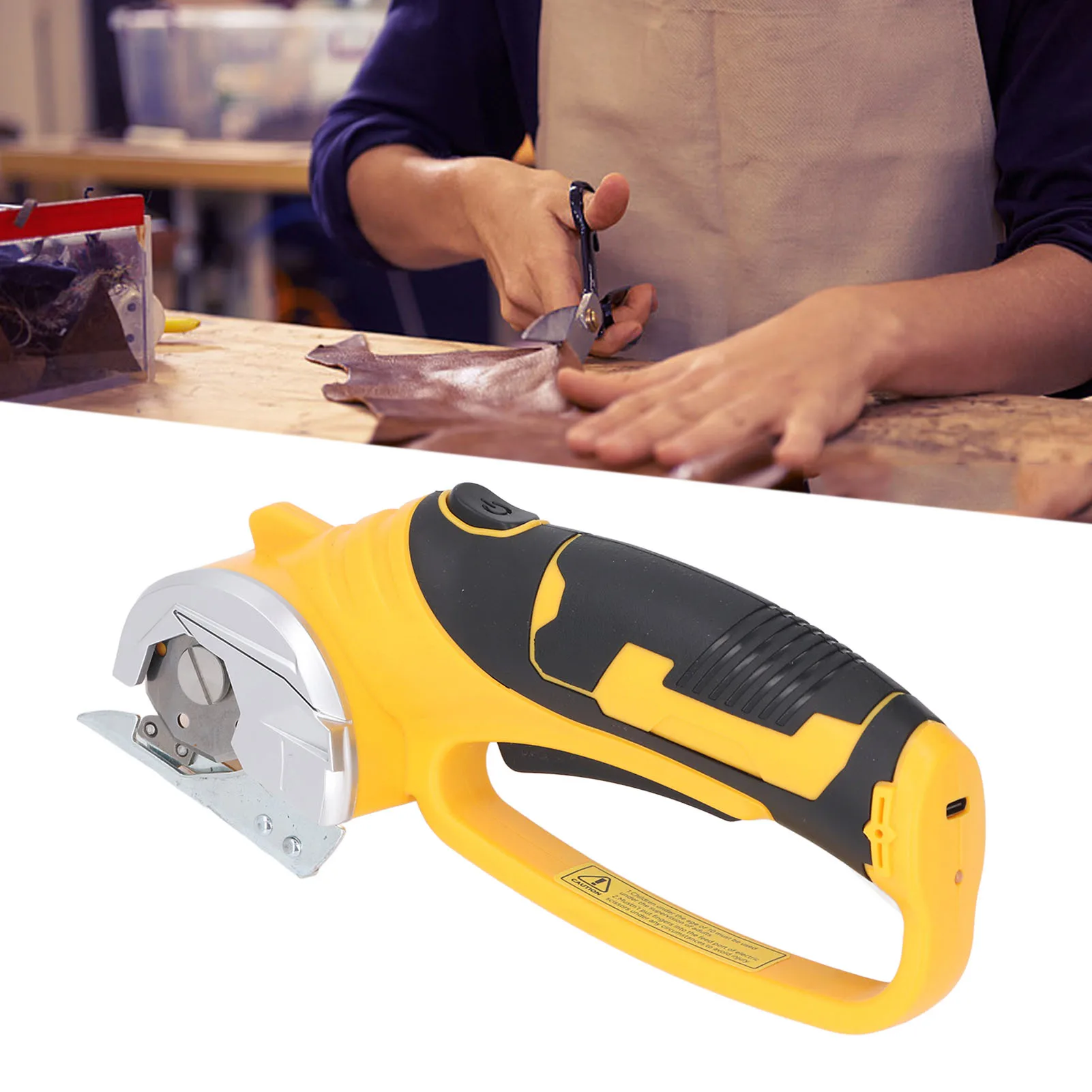 Electric Cardboard Cutter Cordless Electric Scissor Handheld Electric Rotary Cutter with Light for Carpet Cardboard Fabric
