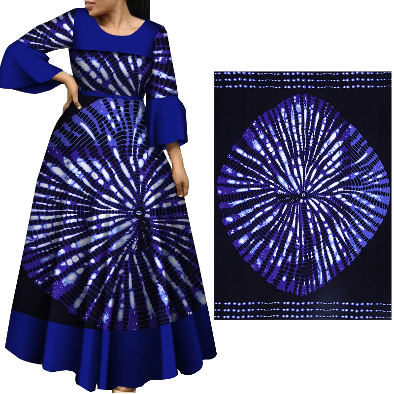 African Cotton Fabric Ankara Dresses Nigerian Fashion Batik Blue Fabrics 3/6 Yards/Lot Material 24fs1594 view 4