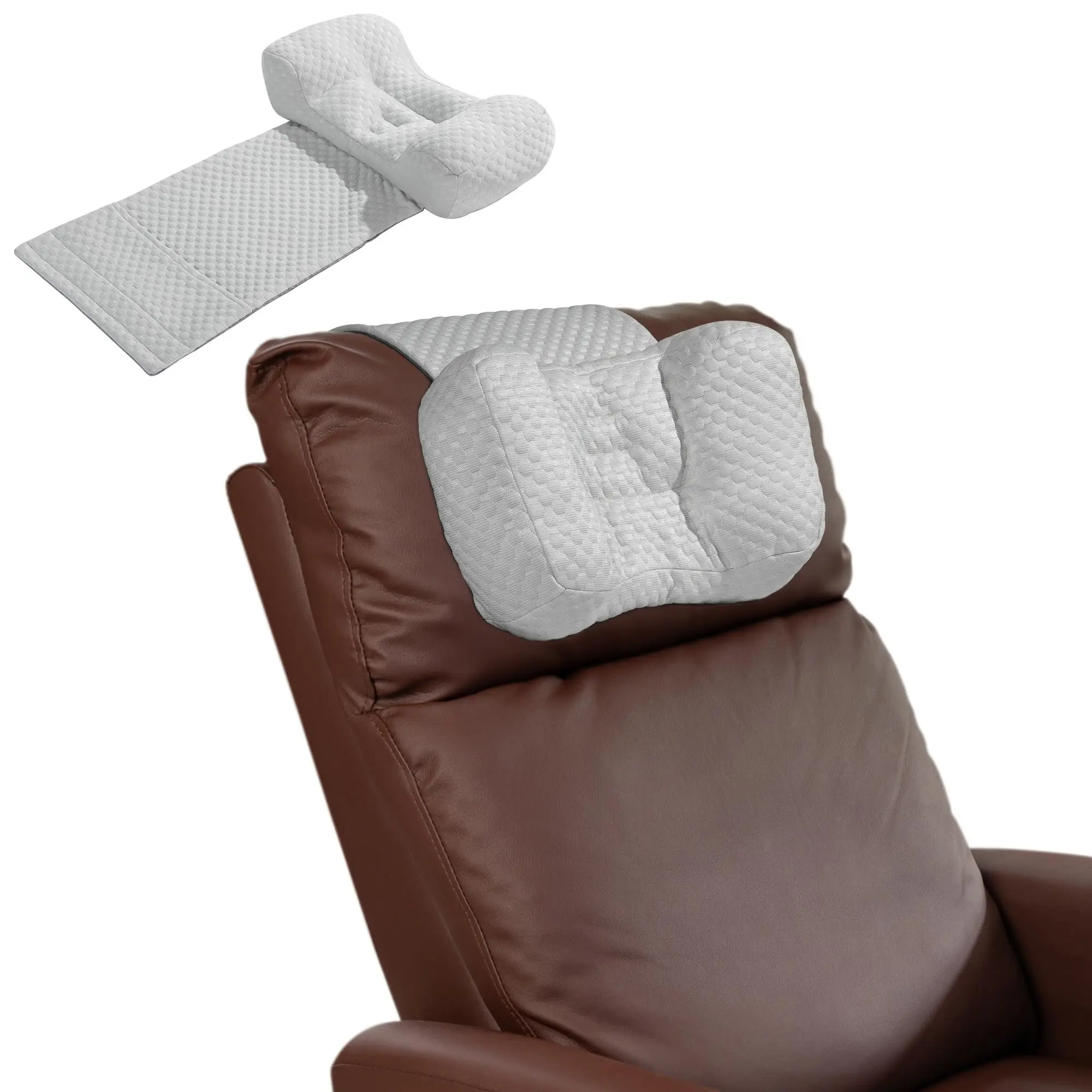 

Ergonomic Recliner Neck Support Pillow With Pocketed Headrest For Cervical Comfort During Side Sleeping At Home Office Or Travel