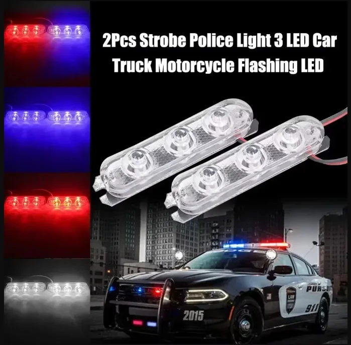 Led Strobe Lights Flasher 2PCS Police Lights Led Strobe Lights Flasher Strobe Light Parking Signal Light Emergency Warning