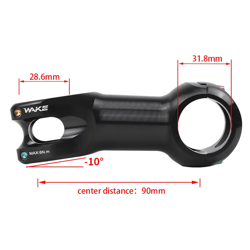 Wake Road Bike Bicycle Accessories Stem Handlebar Stem 31.8mm 10 Degree Aluminum Alloy Lightweight for Cycling Silver Stem