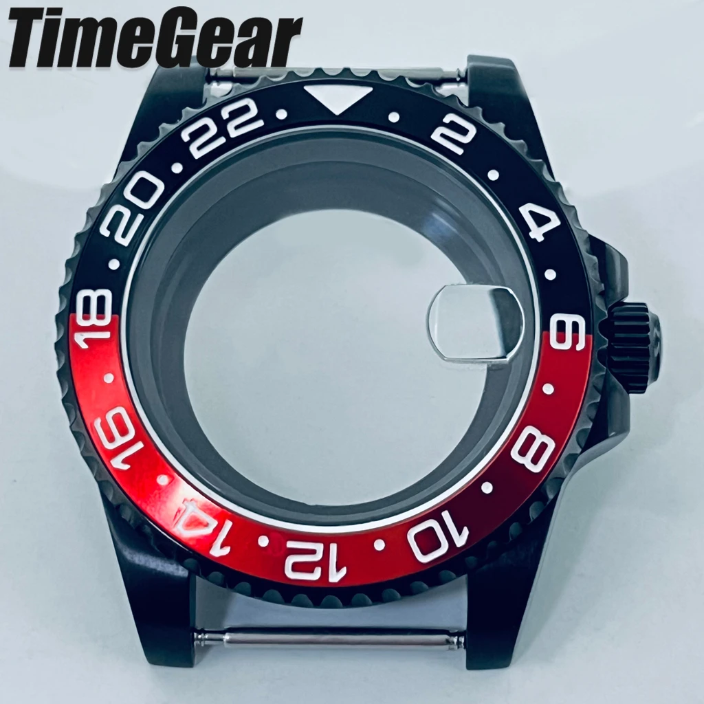 40mm NH35 PVD Black Men's Watch Case For SUB GMT VH31 NH34 NH35 NH36 NH38 Movement Sapphire Crystal Mod Accessories