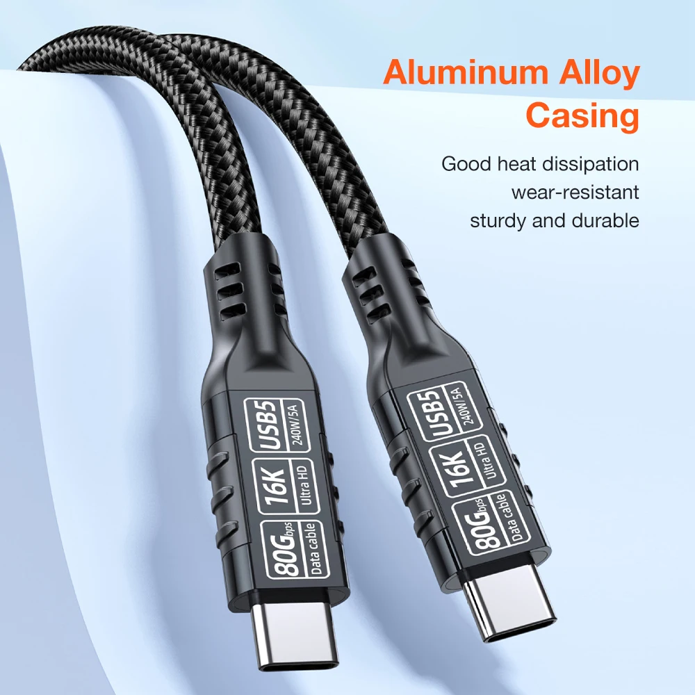80Gbps Thunderbolt 5/4 USB 5 Cable 240W 16K@60Hz Type C Fast Charging USB C to C Data transfer Cord for MacBook Pro/Air 1m 2m 3m - view 6