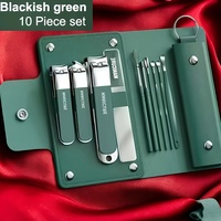10pcs Deluxe Manicure and Pedicure Set Splash Proof Nail Clippers Ear Pick Stainless Steel Nail Scissors Christmas Gift