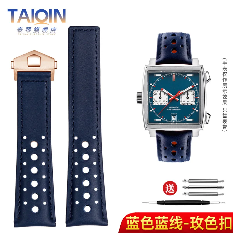 泰琴 Für TAG Heuer Monaco Armband CAW211M 211P CAW211R 211T atmungsaktive 22mm Echtes Leder band herren Folding schnalle handgelenk gurt 3