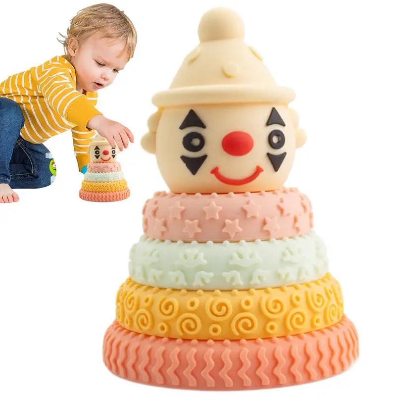 Ring Stacker Toy Colorful Stacking Toys Clown Design Toys To Develop Fine Motor Skills Preschool Learning Toy Educational Toy