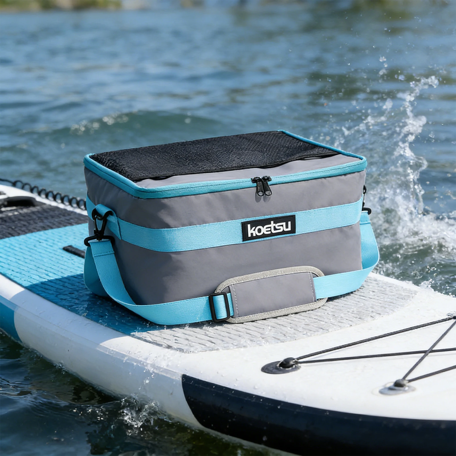Insulated Paddleboard Cooler with Top Pocket Sup Paddle Waterproof Bag Adjustable Straps for Stand-Up Beach Camping Kayaking view 4