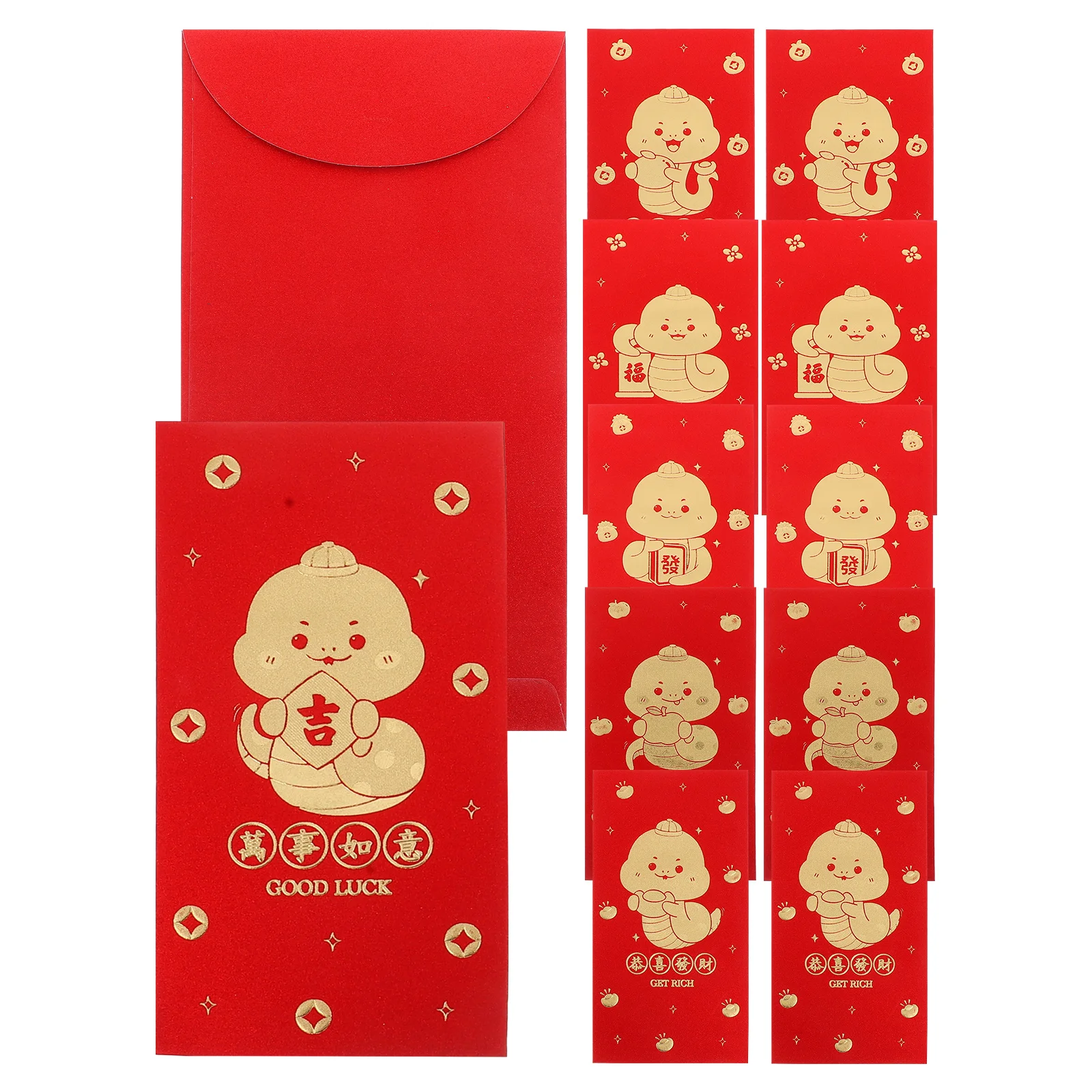 

12pcs Red Envelopes Glittery Finish Traditional Design Money Bags Wedding Hong Bao Packet Cash Pocket Paper Holder Lunar
