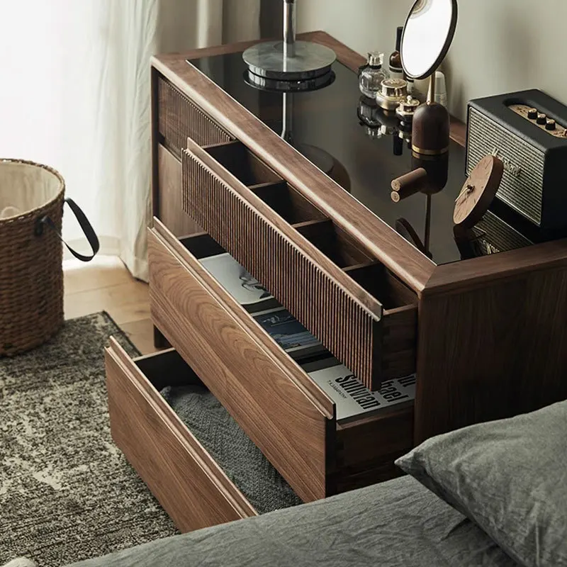 North American black walnut chest dresser table integrated bedroom end corner cabinet Nordic solid wood cherry wood makeup