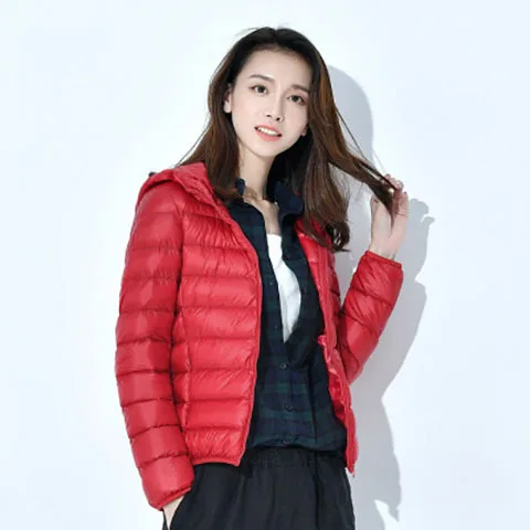 Autumn and winter short-style down jacket Women\'s new thin slim Korean version of white duck down fashion plus-size warm coat