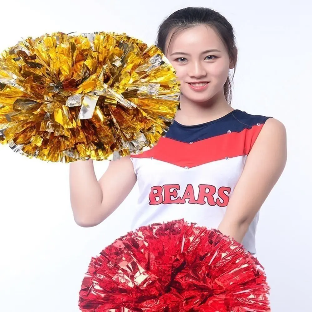 

28cm Game Pom Poms PET Multicolors Cheering Ball Four Finger Ring Come On Props Cheap Practical Cheerleading
