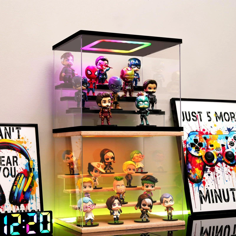 

New Blind Box Storage Box Light Display Stand Hand Action Toys Dust-proof Acrylic Transparent Hand Action Display Box