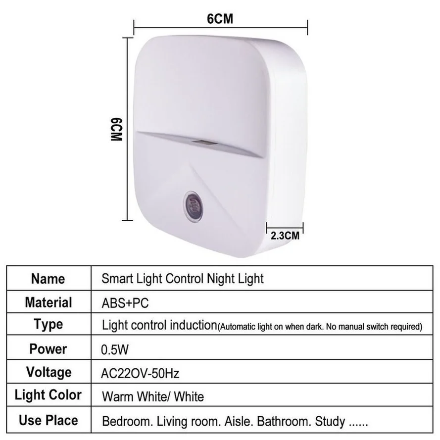 LED Night Light Wireless Light control Sensor  Dusk-to-Dawn Night Lights For Baby Kids Bedside Bedroom Corridor Lamp EU US Plug