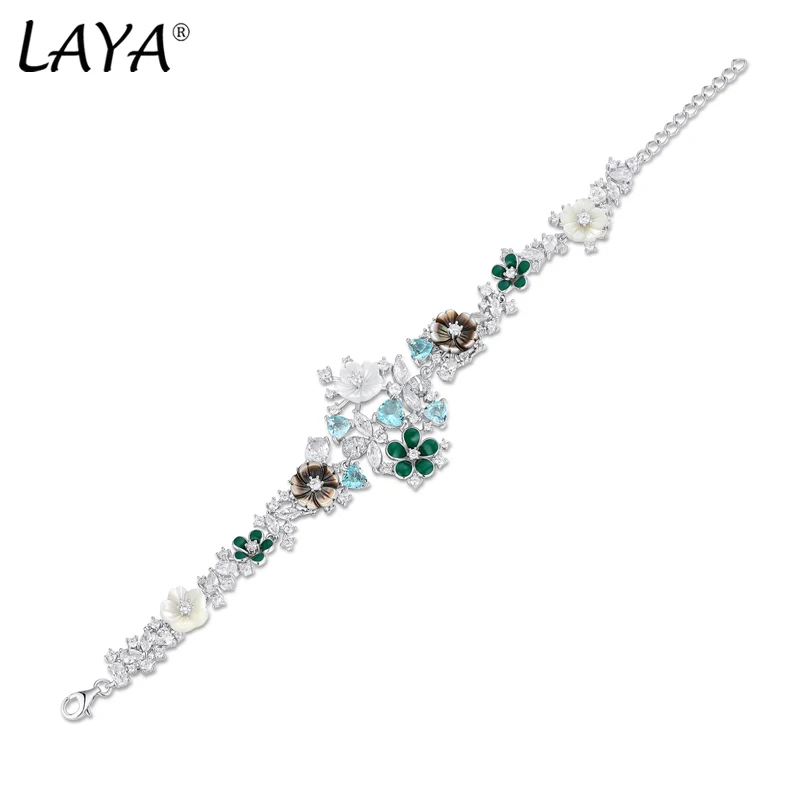 Laya 2026 NEW High Quality Zircon Natural Shell Flower Bracelet For Women 925 Sterling Silver Luxury Original Fine Jewelry