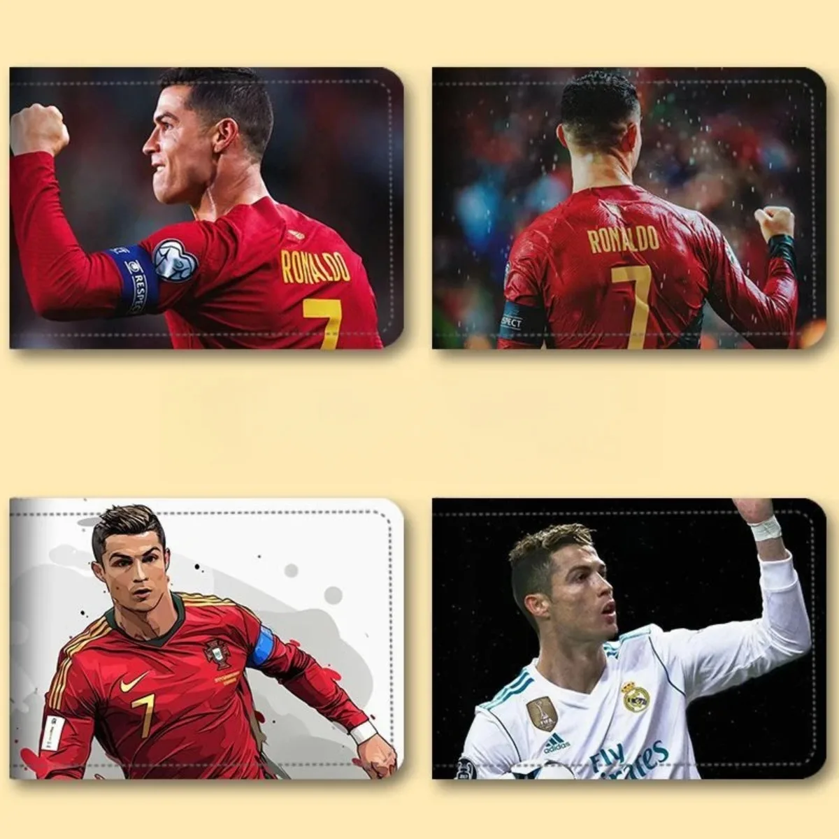 New 2025 High Quality Neutral Wallet Fun Fashion Foldable Wallet Football Cristiano Ronaldo Print Wallet Pu Leather