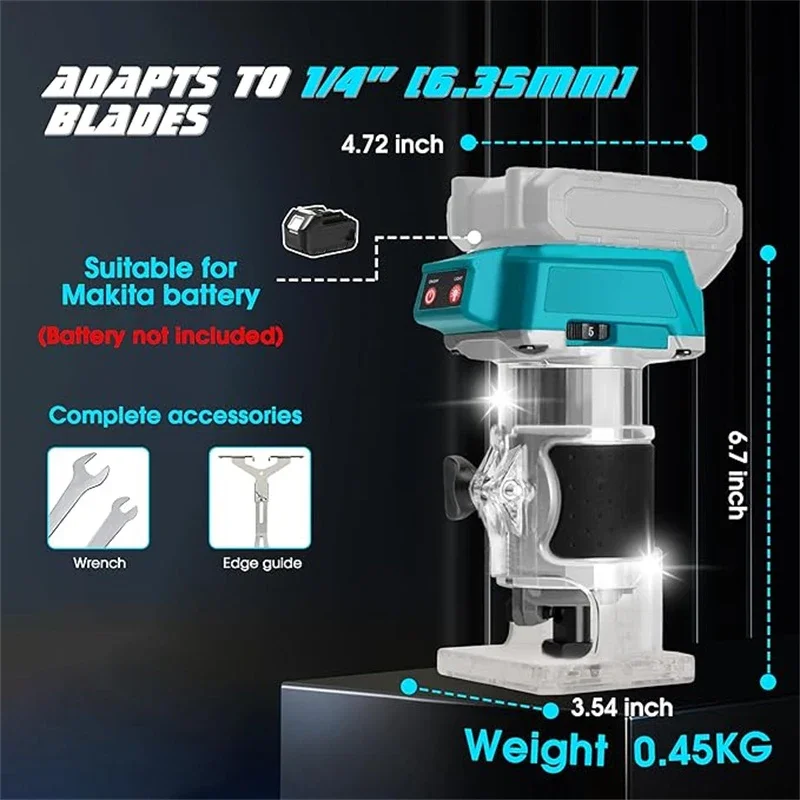 For Makita Battery Cordless Compact Router 5 Variable Speeds Router Tool for Woodworking 400W Wood Router Trimming machine