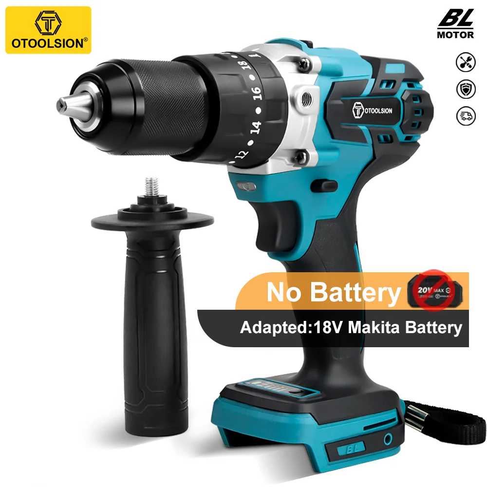 OTOOLSION Brushless Electric Drill Cordless 13MM Screwdriver Impact Drill Compatible with MT 18V Battery Drill Ice Fishing