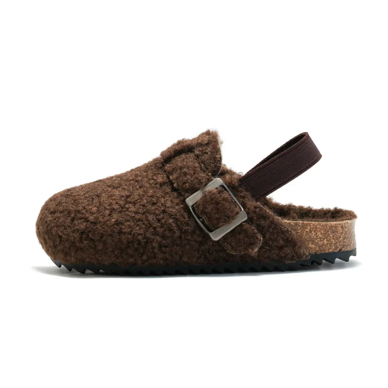 Kids Cork Warmly Slippers Babies Plush Casual Footwear Non-slip Girls Boys Mid-sole Shoes Comfortable Children Cotton Footwear