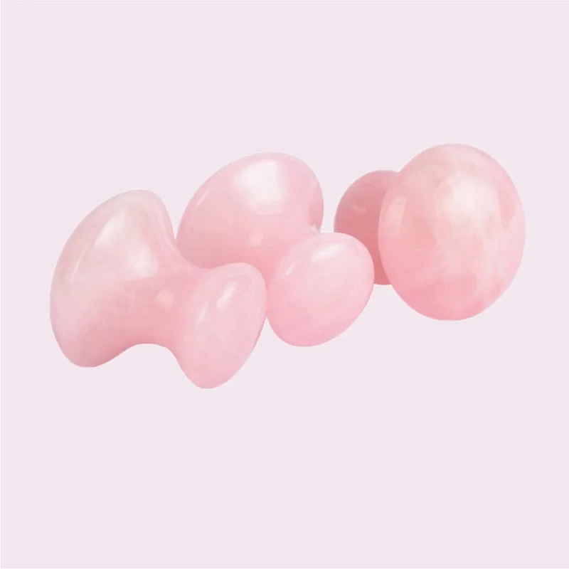 1pc forma de cogumelo guasha massagem facial relaxar ferramenta de cuidados com a pele rosa quartzo face lift remover rugas massageador manual portátil