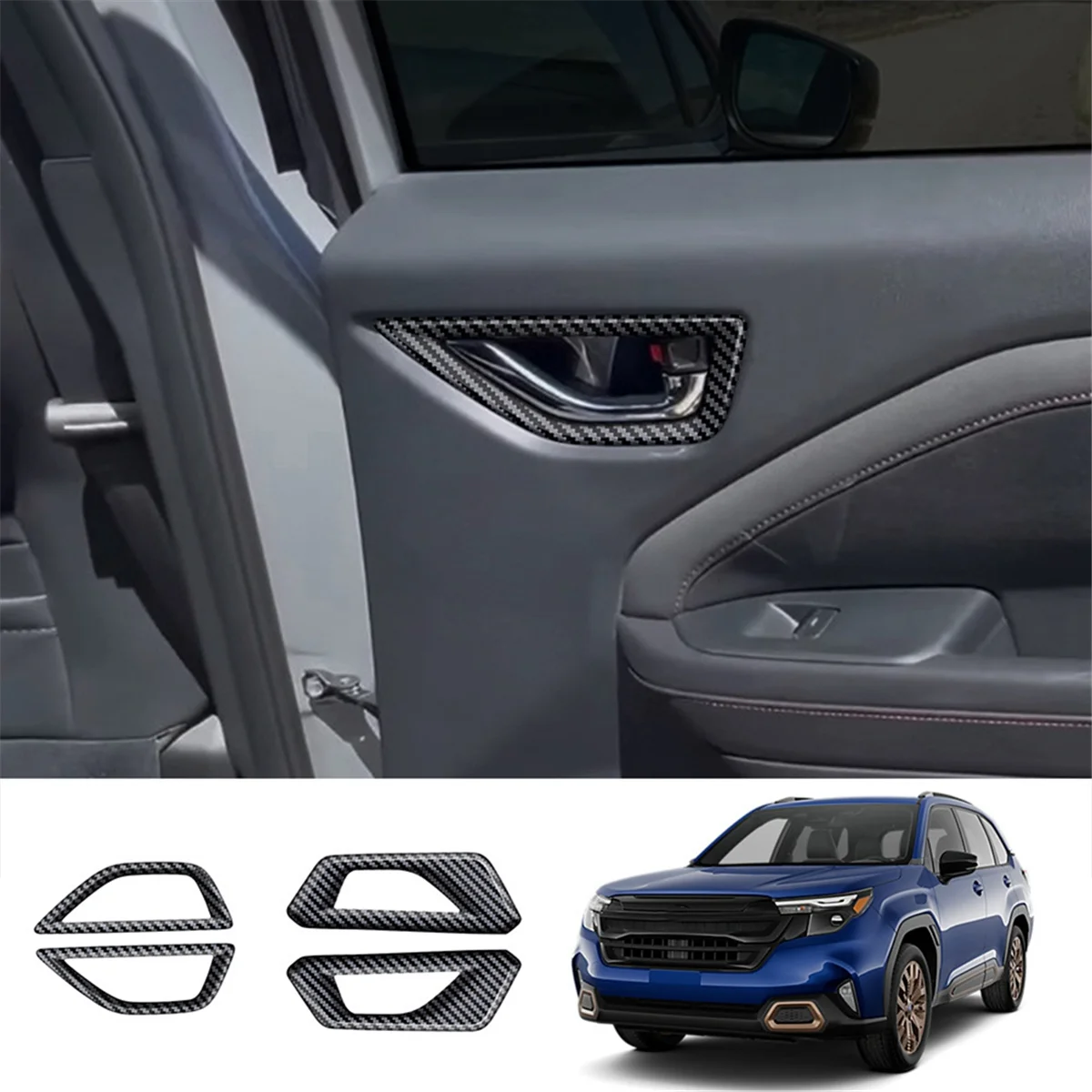 

Upgraded Portable Car Inside Pull Handle Trim Cover Sticker Carbon Fiber LHD