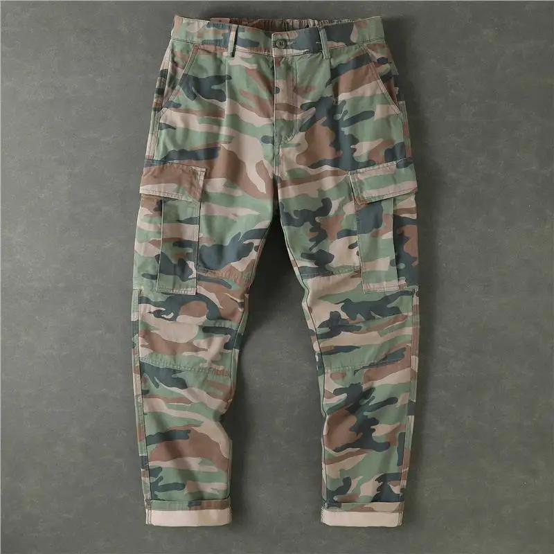 Camouflage Work Pants Men's Multi-Pocket Outdoor Wearable Spring Autumn Long Trousers for Construction Site Labor Protection