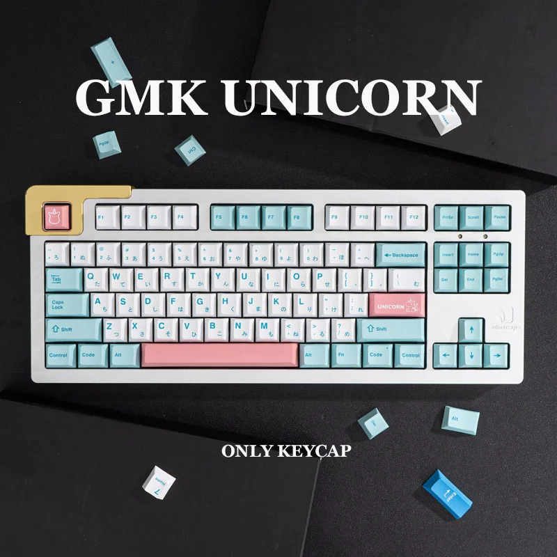 

Gmk Unicorn 132 Keys Cherry Profile Pbt Keycap Dye-Sub English Cusotm Personality Keycaps For Mechanical Keyboard 61/64/68/75