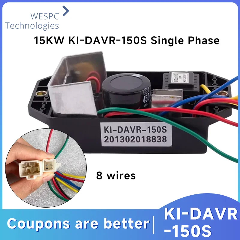 

KI-DAVR-150S 220V AVR Automatic Voltage Regulator Single Phase 15KW for KIPOR Generator Alternator Parts KI-DAVR-150S3 3 phase