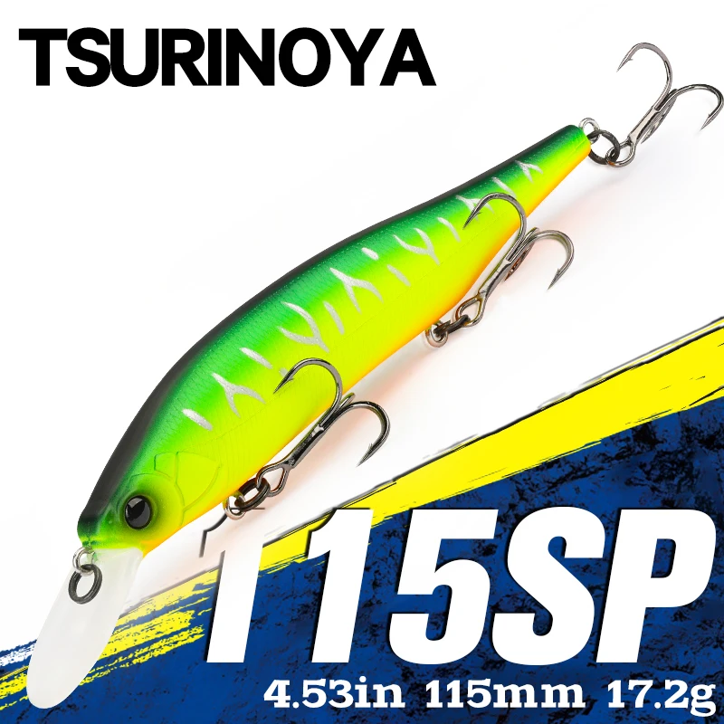 TSURINOYA 115SP Suspend Minnow Jerkbait 115mm 17.2g AURORA Tungsten Weight System Artificial Hard Bait Professional Fishing Lure