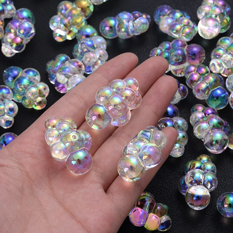 

22x32mm Transparent AB Colorful Acrylic Beads 10Pcs Loose Cloud Beads For Fashion Jewelry Making DIY Handmade Bracelet Necklace
