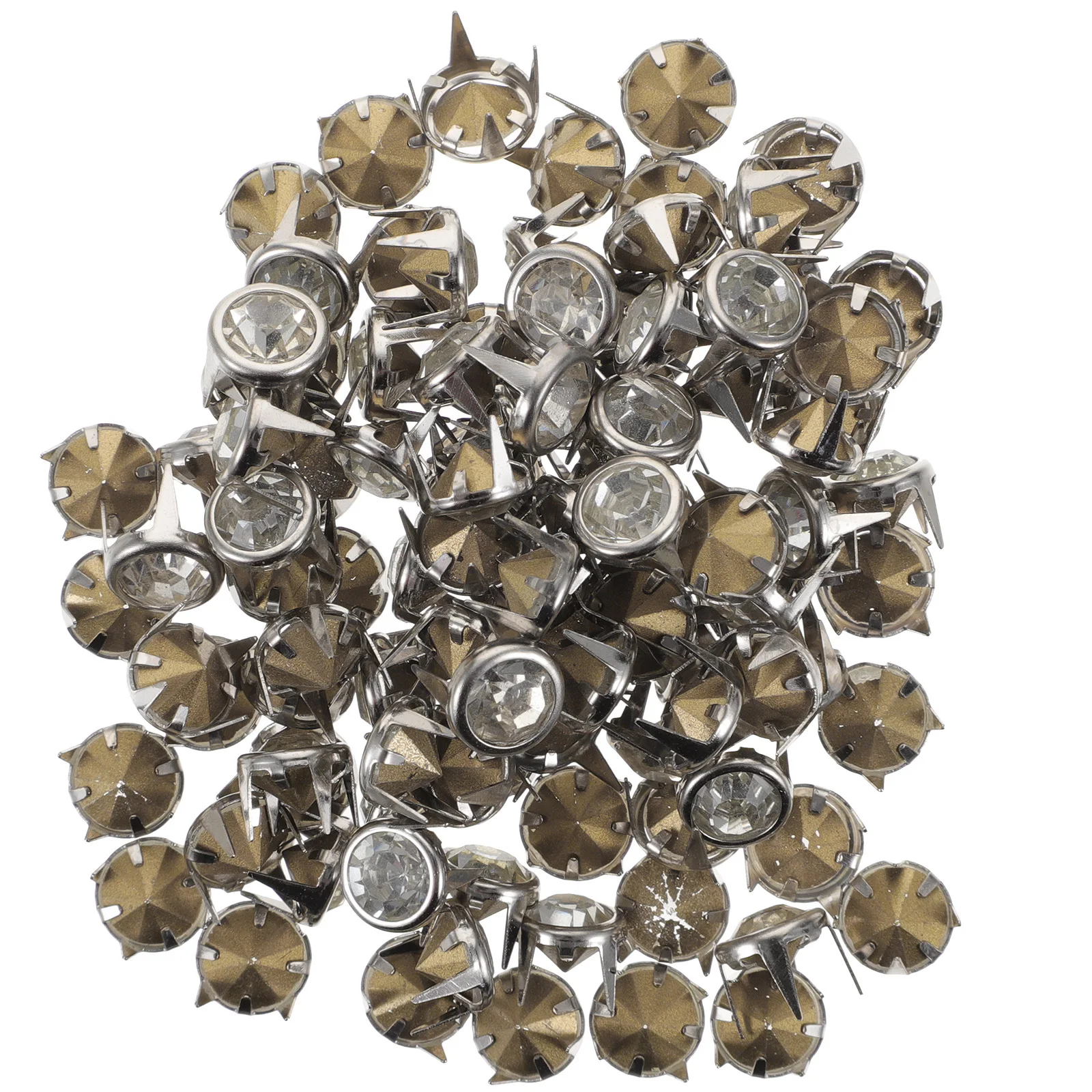100 pçs broca de água rebites studs acessórios decorativos para diy artesanato sacos sapatos garra de cristal pregos