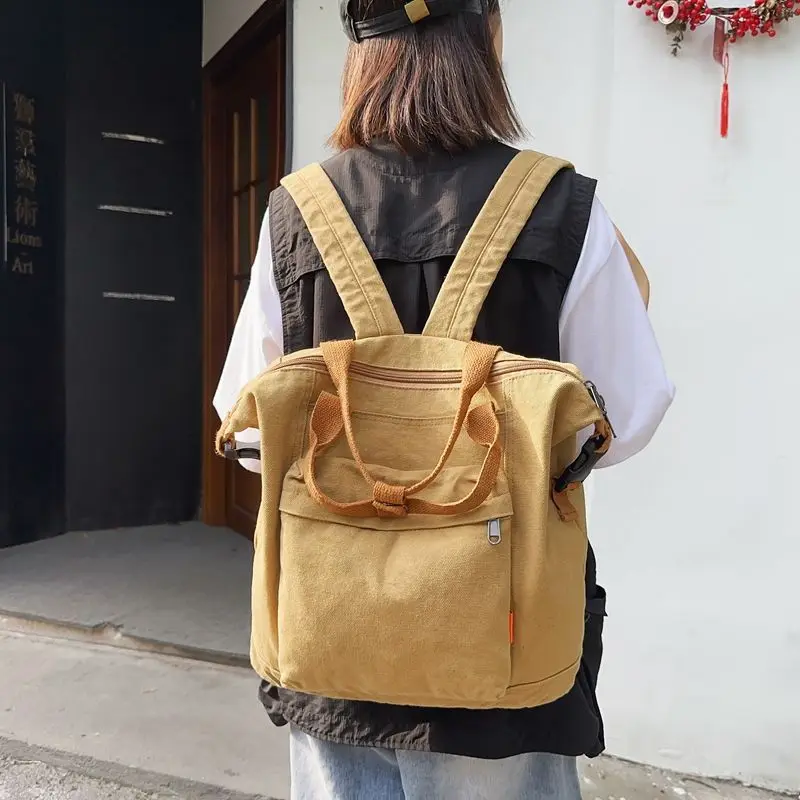 New Style Artsy Backpack Female Korean Version High School Student Backpack Leisure Canvas Travel Large Capacity Backpack Tide