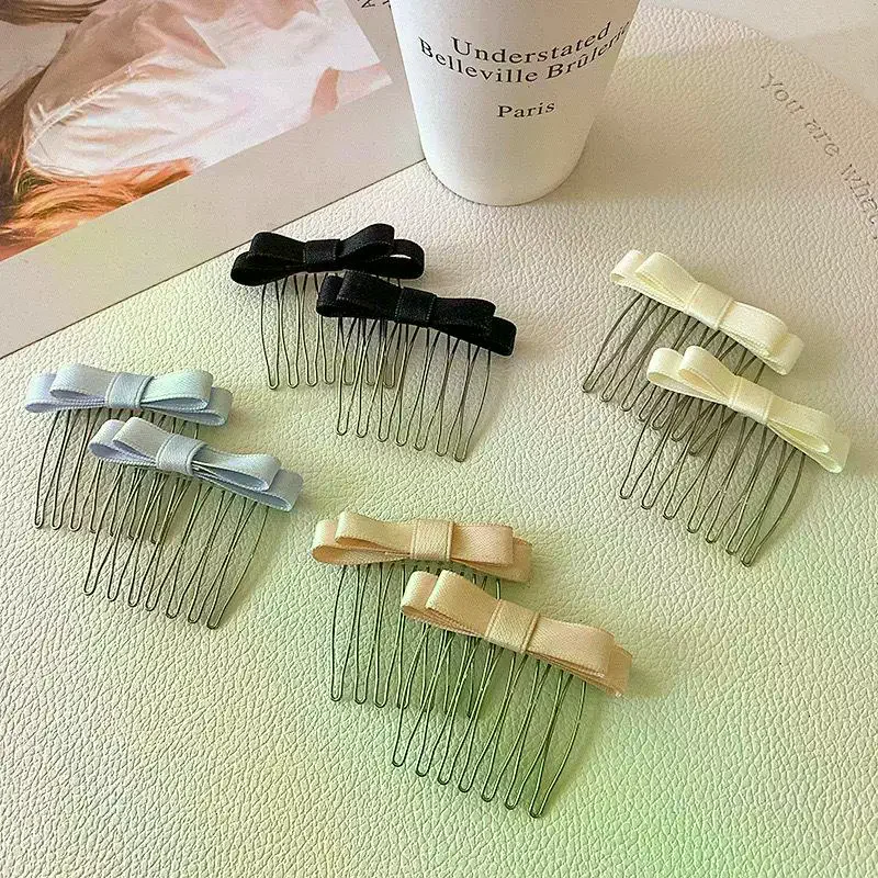 Cute Ballet Bow Side Bangs Hair Barrettes Soft French Hair Pin Sweet Girls Hair Comb for Daily Wear School Camping