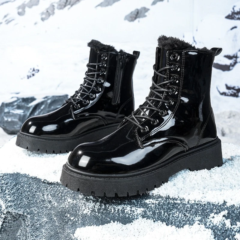 

Men's High-top Boots in Large Size Round Toe Solid Color Lace-up High-quality Fashionable Durable and Stylish Footwear.