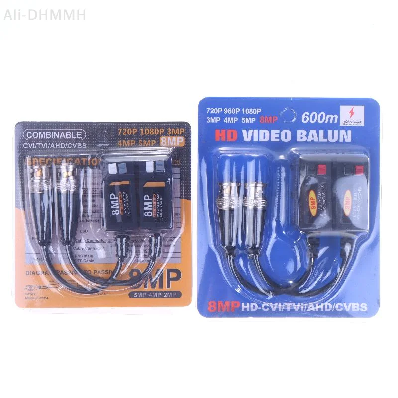 مجموعة دعم الكاميرا AHD/CVI/TVI 4K 8MP مع وصلات Cat5e/ Cat6 BNC، وأجهزة الإرسال والاستقبال السلبية لفيديو CCTV Balun