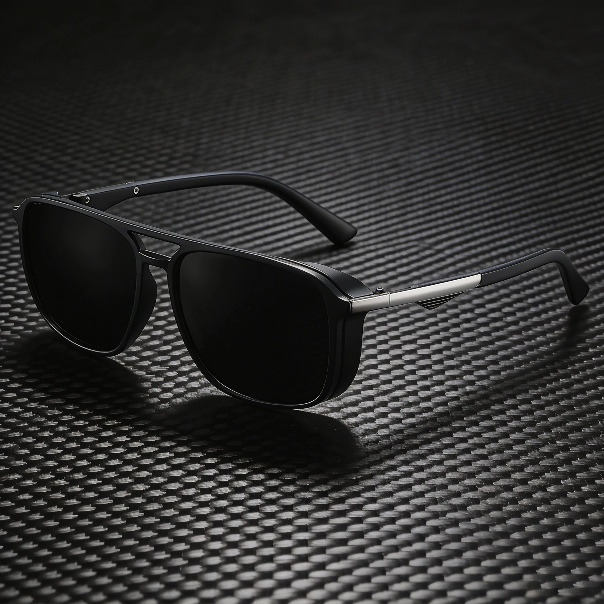 Polarized Driving Sunglasses for Men Retro Double Bridge Square Frame UV400 Anti-Glare Mirror Lens Fishing Outdoor Glasses