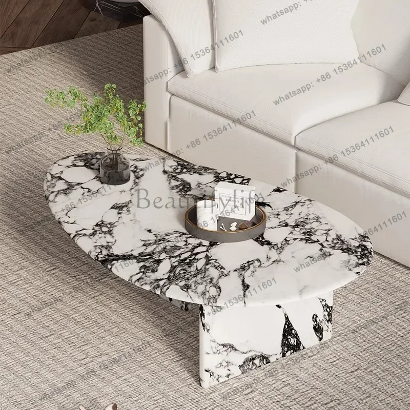 Calacatta Marble Nesting Tables, Italian Minimalist Designer Set for Small Space, Heat & Scratch Resistant, Artistic, Customize