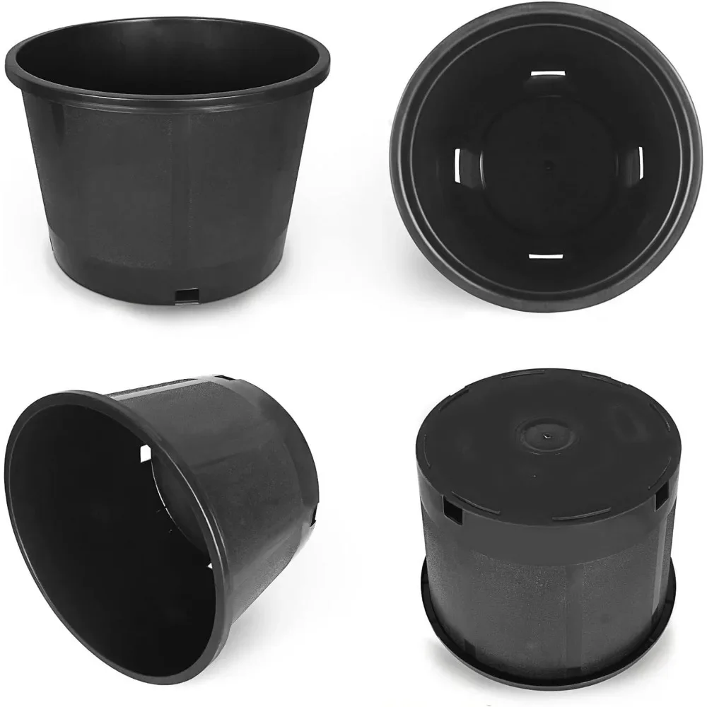 

Nursery Pots Gallon Pot with Drainage Holes Plastic Plant Container Suitable for Indoor Outdoor Vegetables Flowers Plants 10 PCS