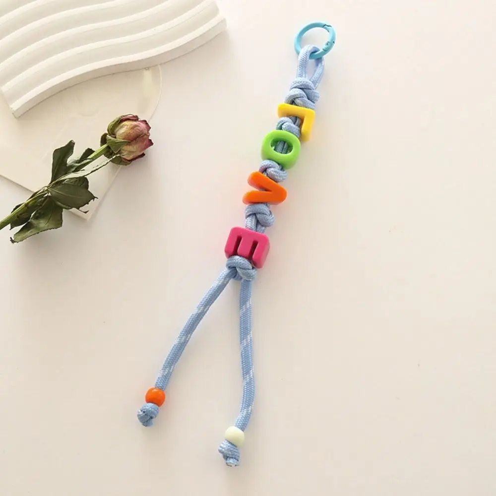 

Creative Lucky Letter Acrylic Beads Keychain Colorful Handmade Mobile Phone Lanyard Bag Hanging Anti-Lost Car Keyring Ins