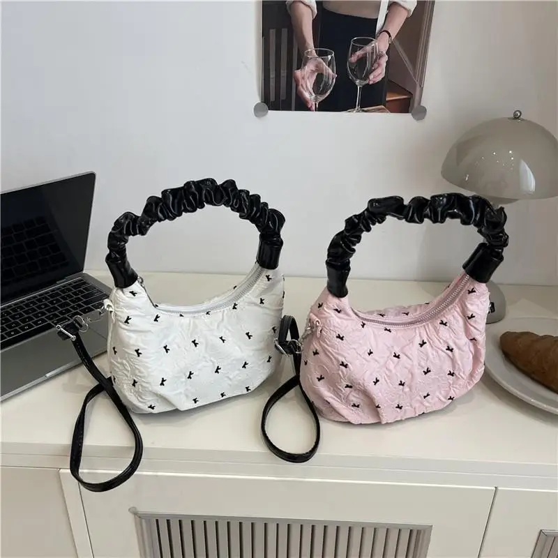 Женская сумка через плечо с милым бантом, модная девчачья повседневная сумка через плечо большой вместимости для поездок на работу