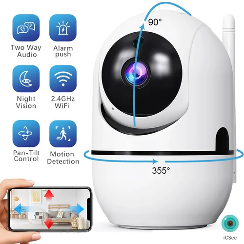 Imagen 1 del producto 360 °   Cámara de seguridad inteligente para el hogar PTZ 2K 1620P detección AI visión nocturna seguimiento automático vigilancia de seguridad Monitor de bebé