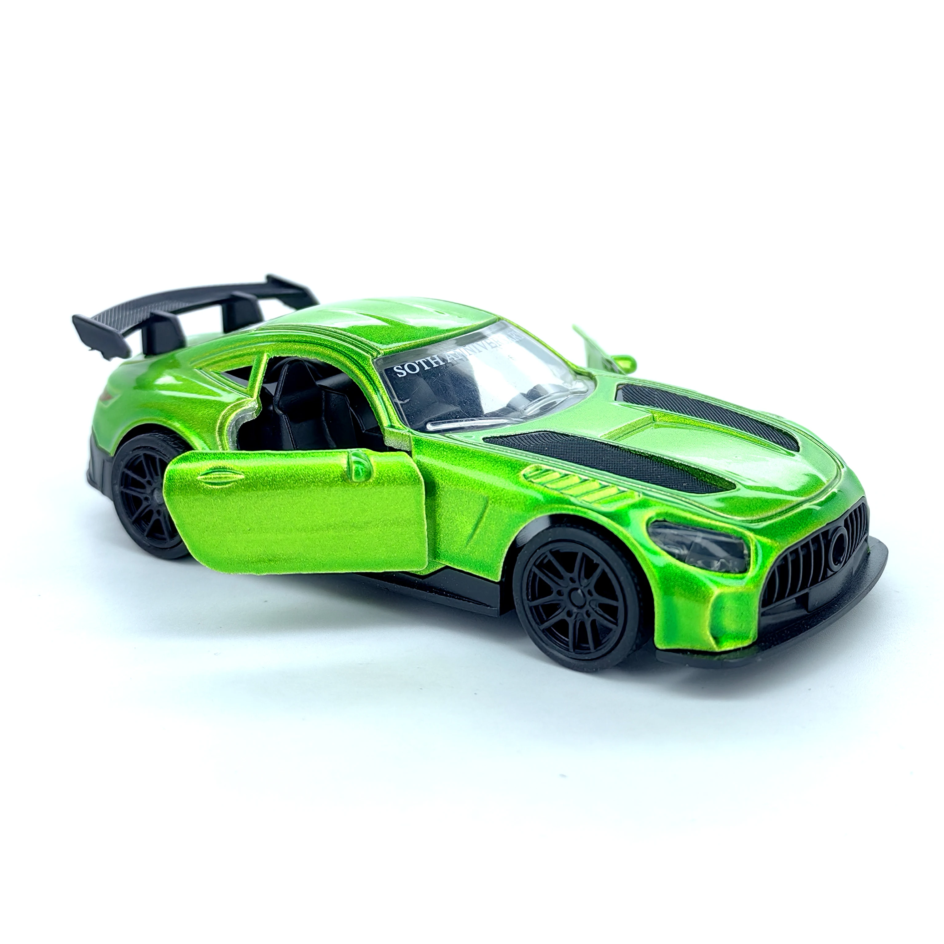 Carro de brinquedo pull-back de carro esportivo de liga infantil para meninos, com portas abertas, um carro esportivo simulado como presente para meninos