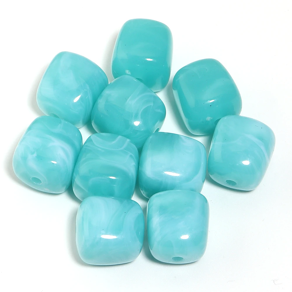 10 Stück/Lot 16x17mm quadratische Acrylperlen in zwei Farben, bunte lose Perlen für die Schmuckherstellung, DIY-Halskette, Armband, Zubehör – Detail 16