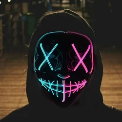 Hot Sale Halloween Glowing Scary Face Mask Luminous LED Purge Mask Neon Light Up Horror Party Mask Cosplay Costume Supplies