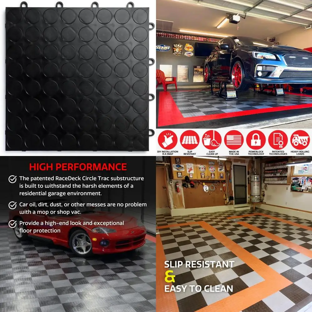 Interlocking Heavy-Duty Copolymer Garage Floor Tiles - Non-Slip, Durable, Modular, Easy Installation, Suitable for All Vehicles