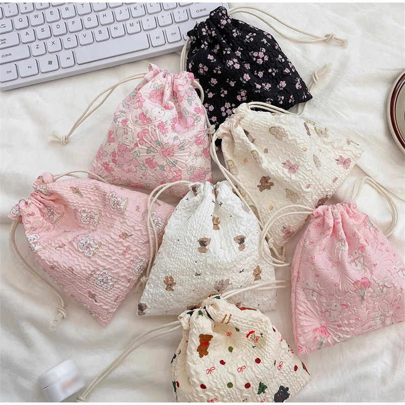 

Drawstring Bag Brand Cute Bear Cartoon Drawstring Sundries Storage Bag Dustproof Portable Finishing Multifunctional Cloth Bag